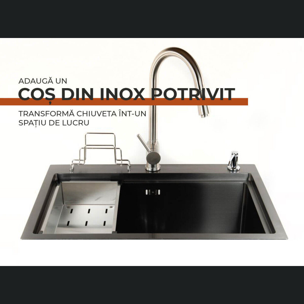 Chiuvetă bucătărie ZITO INOX-antracit Rockford 68x48x22 cm