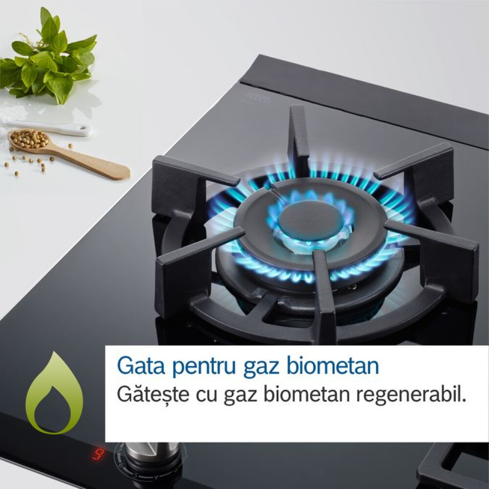 Plită pe gaz Bosch PPP6A6M90, 60 cm, Quartz, Negru