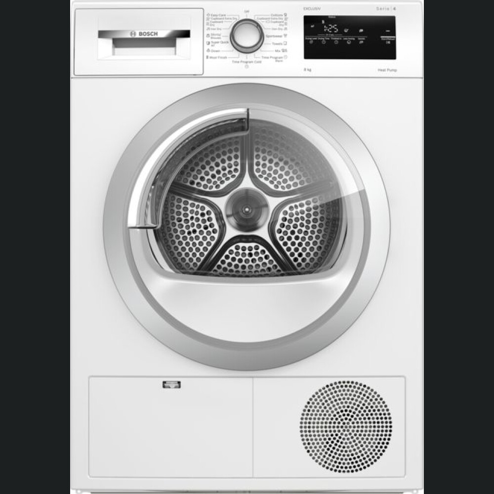 Uscator de rufe Bosch WTH85292BY, Pompa de caldura, 8 Kg, 15 programe, EasyClean, Auto Dry, SensitiveDrying System, Less ironing, Clasa A++, Alb