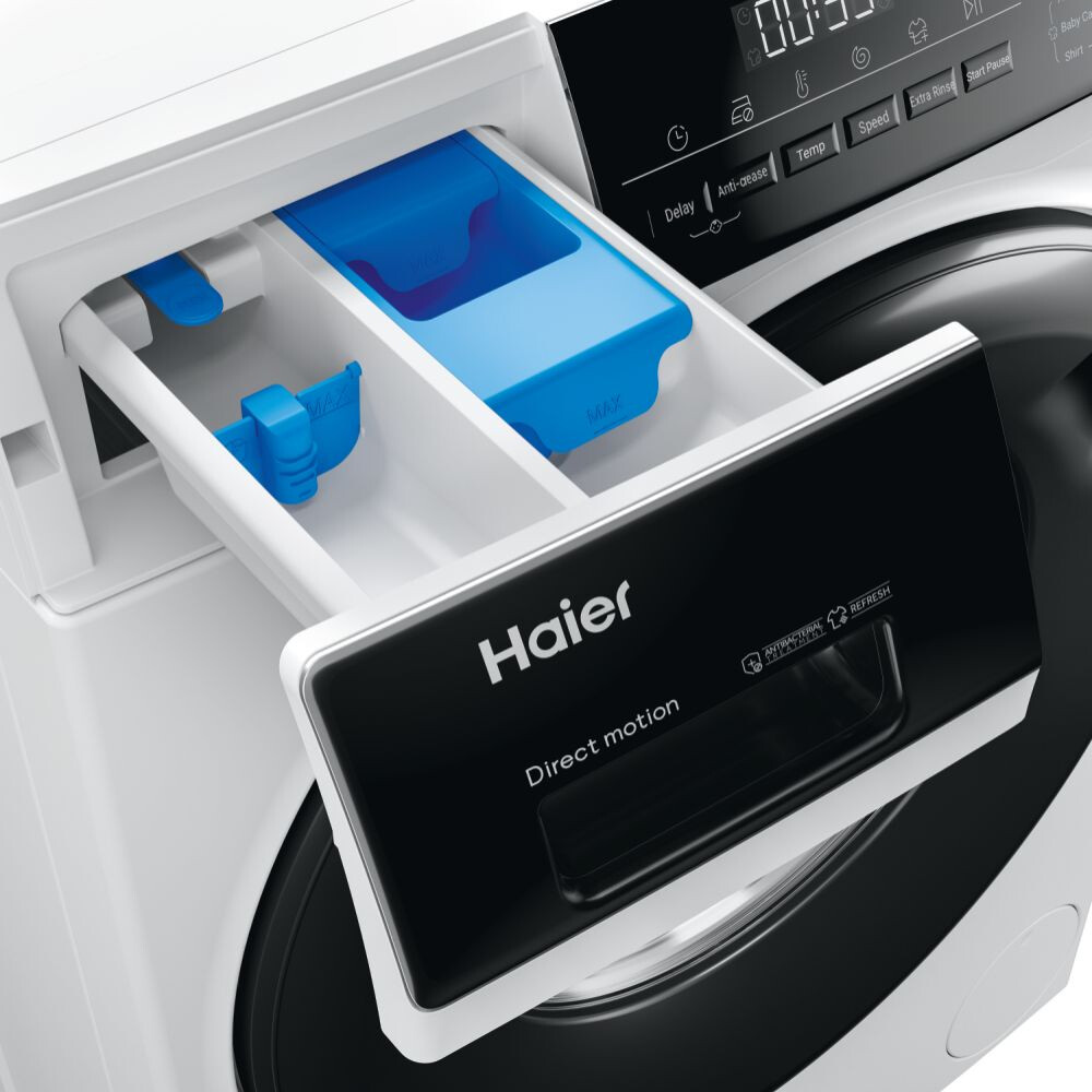 Masina de spalat rufe Haier HW80-B14939-S, I-Pro Series 3 Neincorporabil, 8 Kg, 1400 RPM, Motor Direct Motion, Clasa A, Alb, 15 programe, L x A x I (cm) 60x56x85