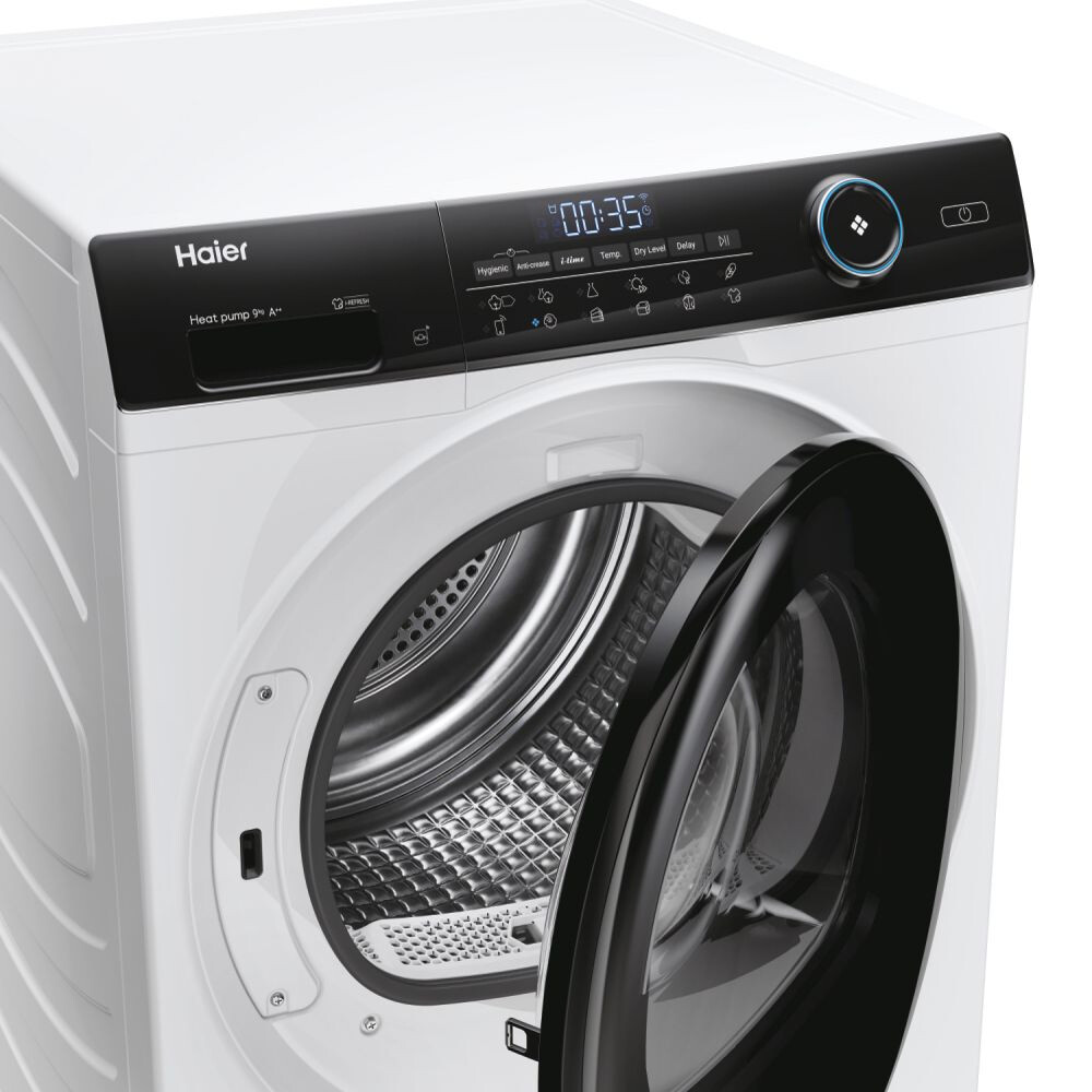 Uscator de rufe Haier HD90-A2959-S, I-Pro Series 5 Independent, 9 Kg, Pompa de caldura, Clasa A++, Alb