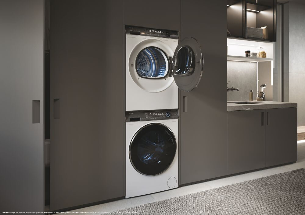 Uscator de rufe Haier HD90-A3Q979U1-S, Haier I-Pro Series 7 Plus Independent, 9 Kg, Heat Pump Inverter, Clasa A+++, Alb