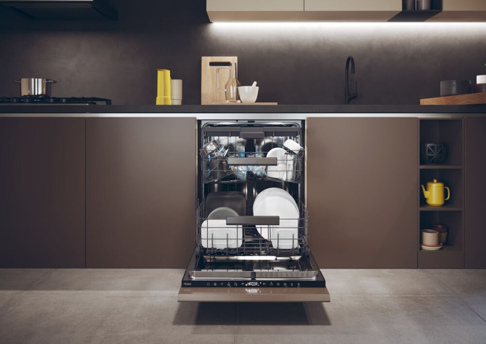 Produs expus showroom - Mașina de spălat vase Haier XS 6B0S3FSB Washlens Plus, 16 seturi, 10 programe de baza + Wifi, clasa B