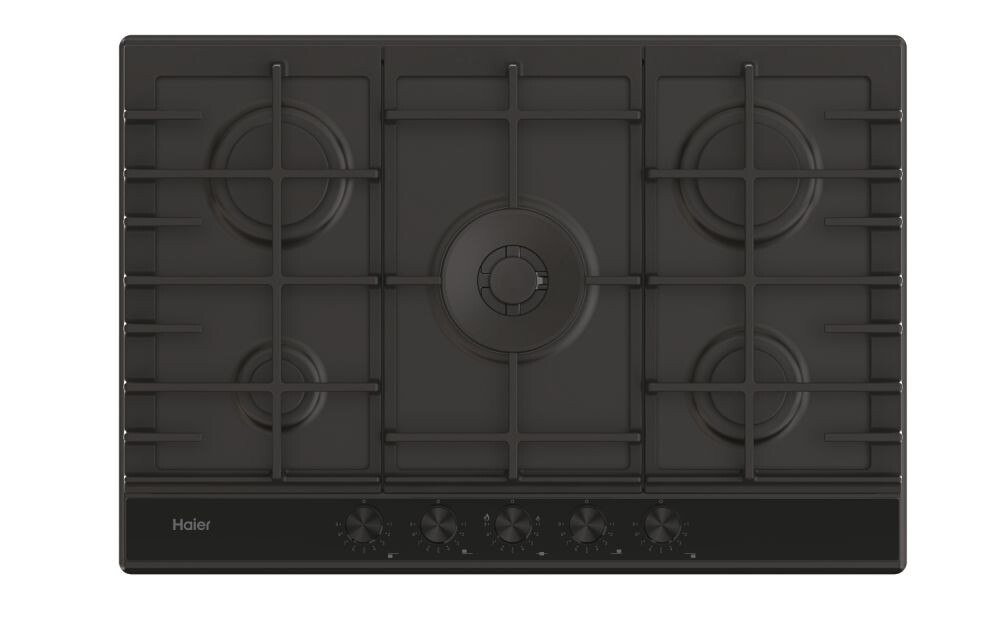 Plita gaz Haier HAHG7W5HEB, Metal Series 6,  5 zone, Negru