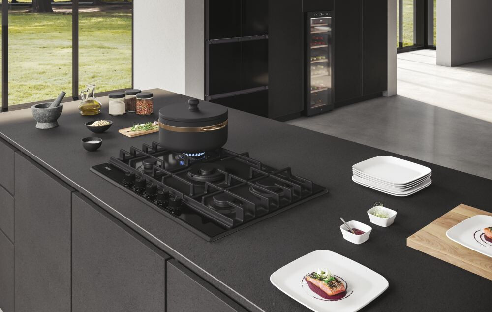 Plita gaz Haier HAHG7W5HEB, Metal Series 6,  5 zone, Negru