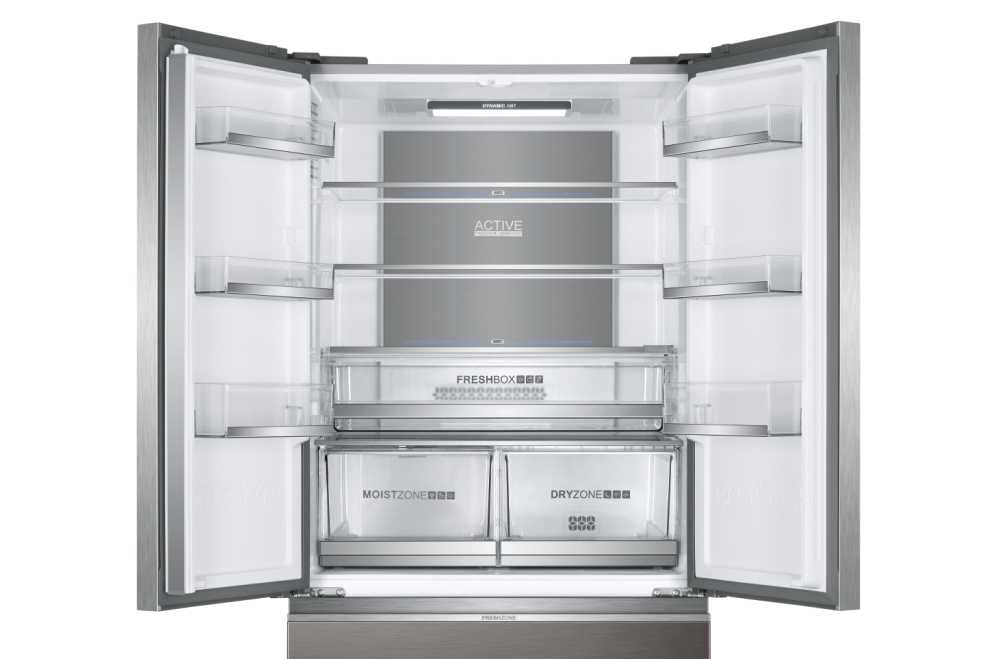 Combina frigorifica Multidoor Haier HB18FGSAAA FD 83 Seria 7, 4 usi, No Frost, Iluminare LED, Clasa E, Argintiu titan, L x A x I (mm) 830x669x1900