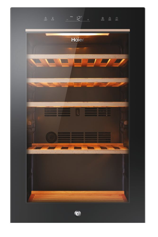 Racitoare de vinuri Haier HWS49GA  Wine Bank 50 Seria 5 Freestanding, 1 zone, 49 sticle, Iluminare LED, Clasa F, L x A x I (mm) 497x585x820