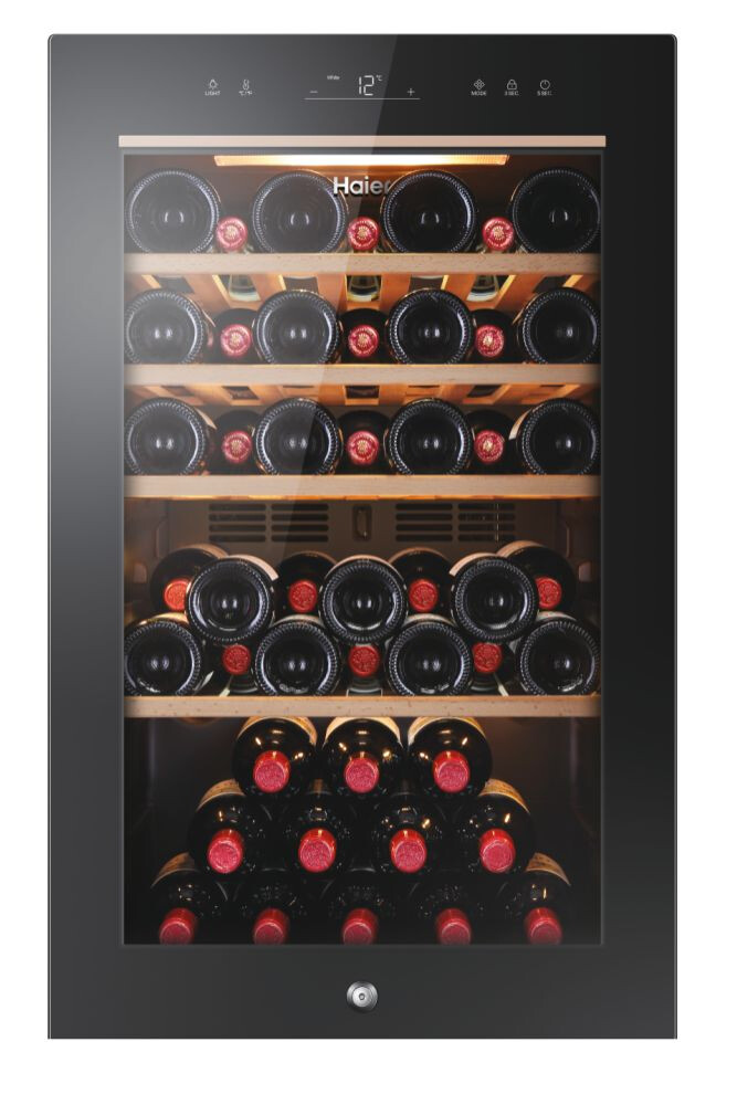 Racitoare de vinuri Haier HWS49GA  Wine Bank 50 Seria 5 Freestanding, 1 zone, 49 sticle, Iluminare LED, Clasa F, L x A x I (mm) 497x585x820