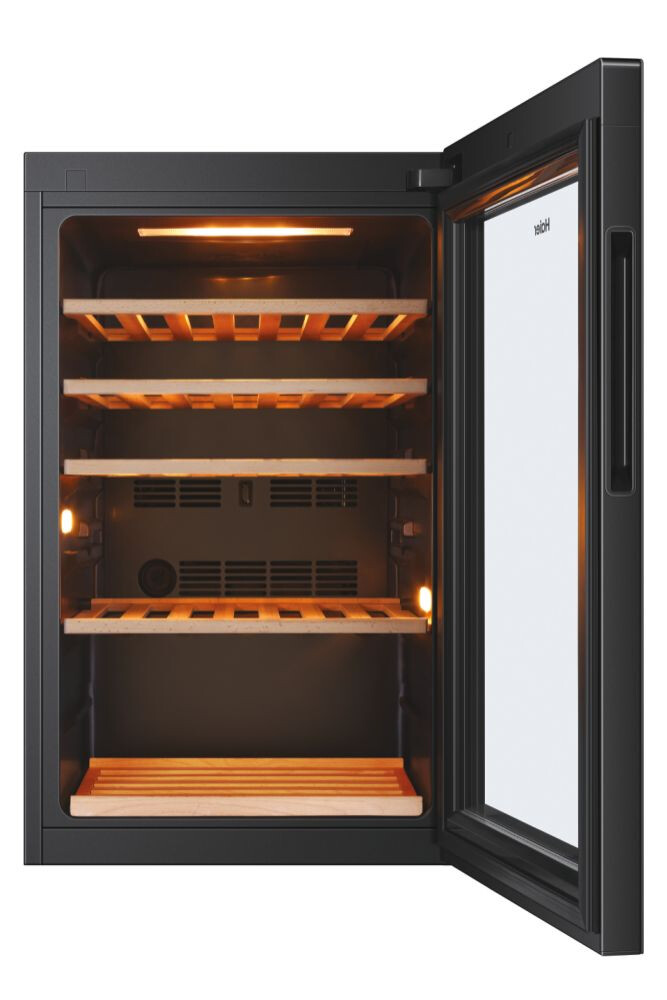 Racitoare de vinuri Haier HWS49GA  Wine Bank 50 Seria 5 Freestanding, 1 zone, 49 sticle, Iluminare LED, Clasa F, L x A x I (mm) 497x585x820