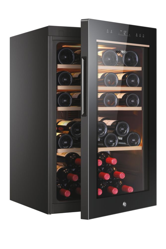 Racitoare de vinuri Haier HWS49GA  Wine Bank 50 Seria 5 Freestanding, 1 zone, 49 sticle, Iluminare LED, Clasa F, L x A x I (mm) 497x585x820