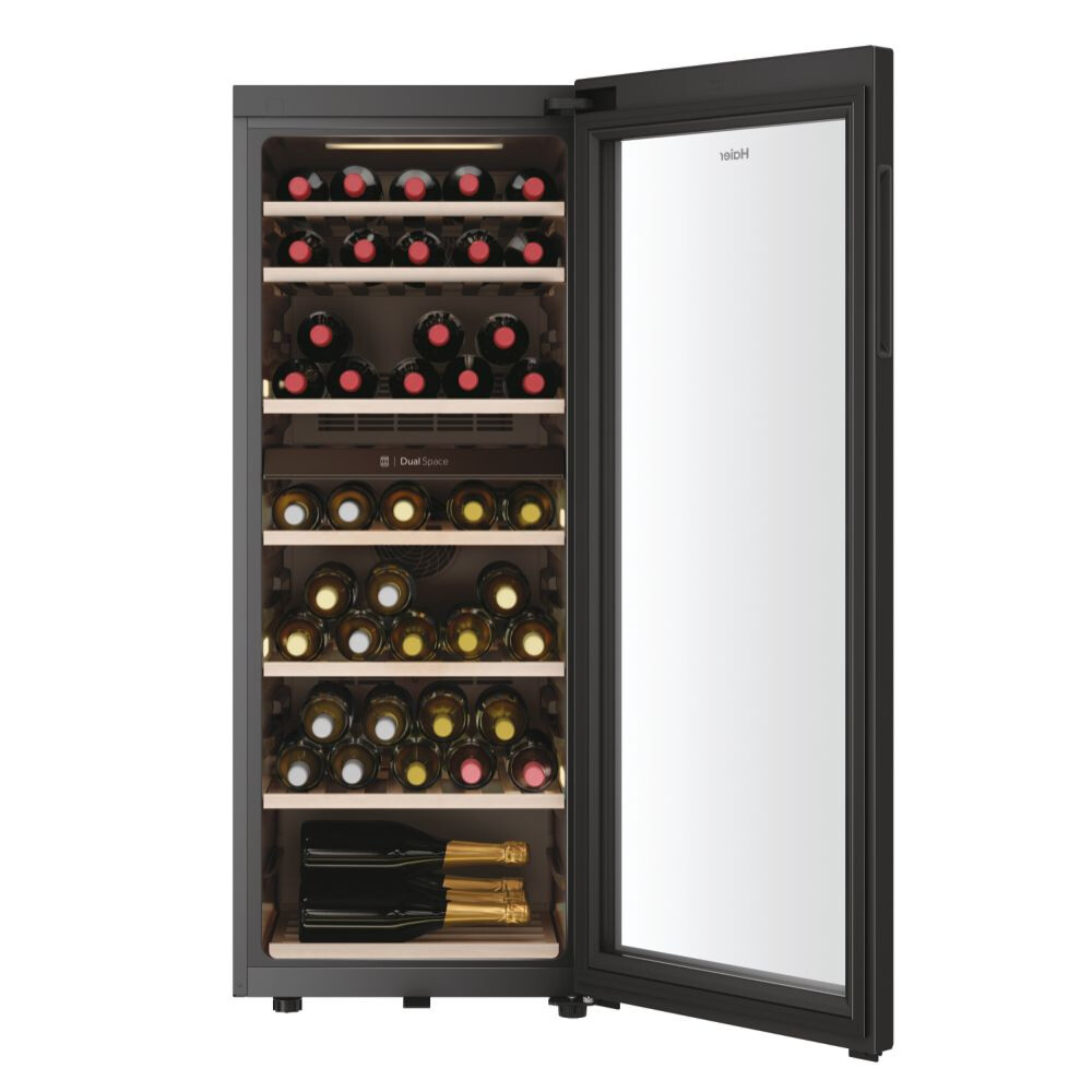 Racitoare de vinuri Wine Bank 50 Haier HWS77GDAU1 Seria 7 Freestanding, 2 zone, 77 sticle, Iluminare LED, Clasa G, L x A x I (mm) 497x585x1270