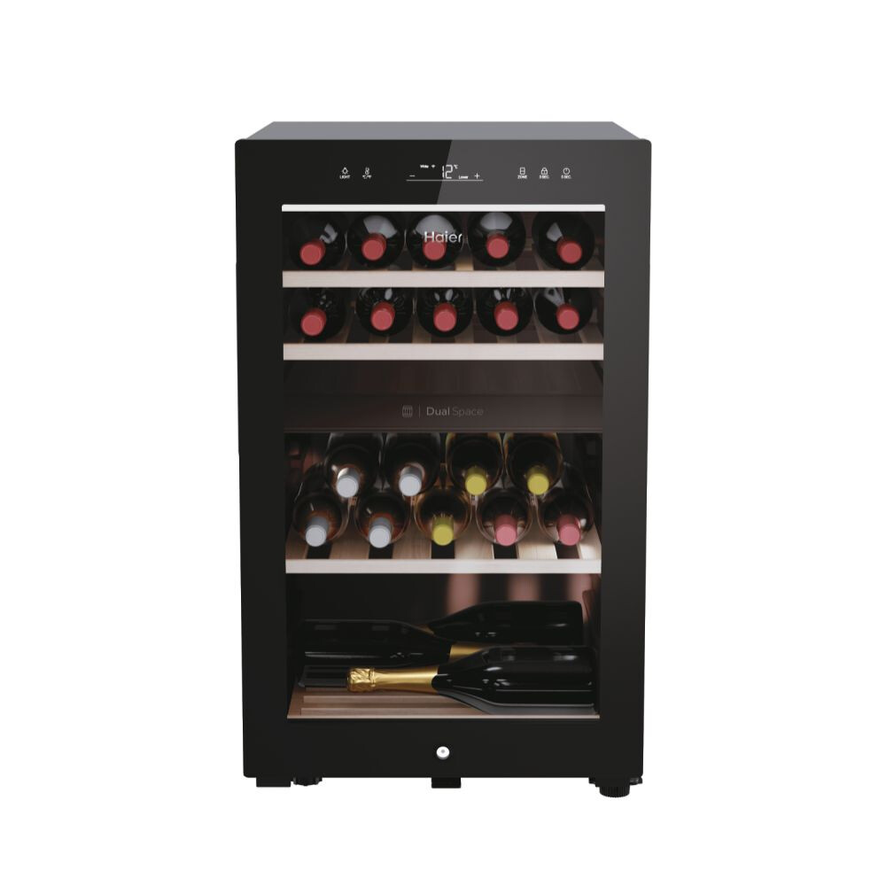 Racitoare de vinuri Wine Bank Haier HWS42GDAU1 50 Seria 7 Freestanding, 2 zone, 42 sticle, Iluminare LED, Clasa G, L x A x I (mm) 497x585x820