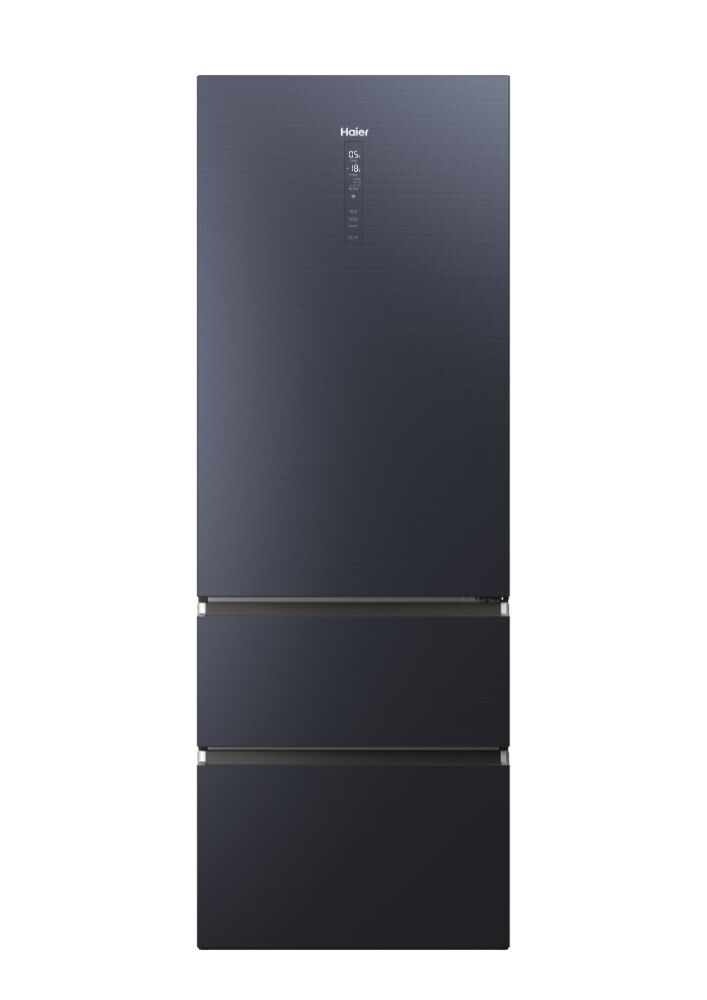 Combina frigorifica Haier HTW7720ENMB , 3D 70 Seria 7 Freestanding, 3 usi, No Frost, Iluminare LED, Clasa E, Negru, L x A x I (mm) 700x675x2006