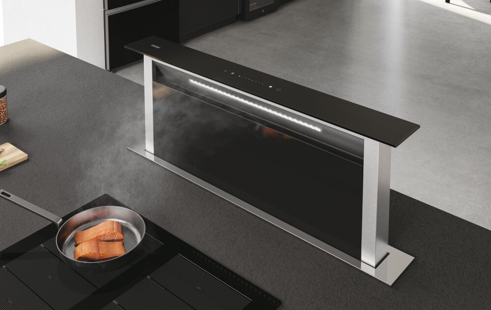 Hota downdraft Haier HADD9SS6B, Touch control, Clasă B, Negru, 880x115x1053