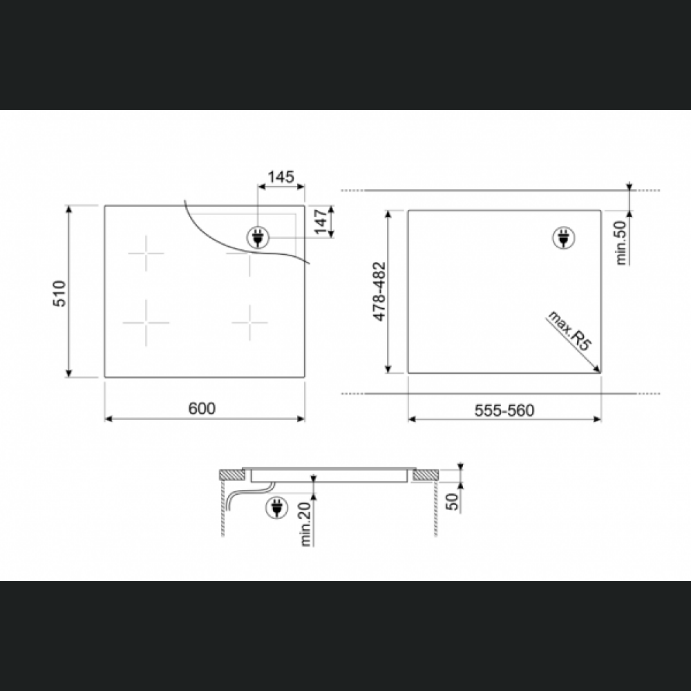 Plita cu inductie Smeg - Dolce Stil Novo, SIM6644R, 4 zone de gatit, 60 cm