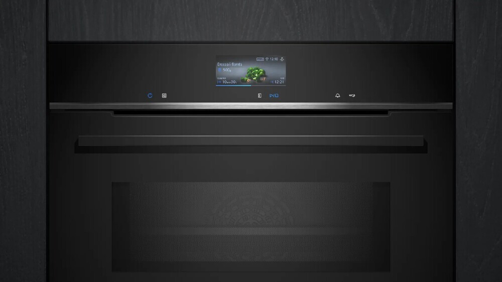 Cuptor incorporabil iQ700 cu functie de microunde Siemens HM776GKB1, 60 x 60 cm negru, otel inoxidabil, 67 litri
