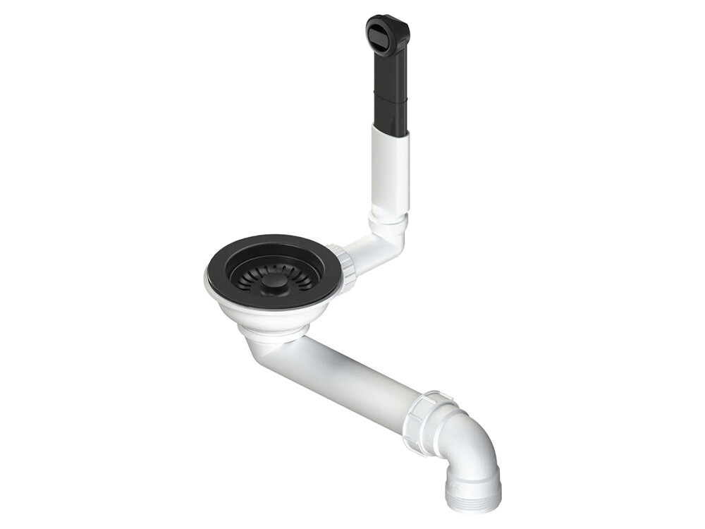 Set chiuveta bucatarie Schock Ronda D-100L 650 x 500 mm Cristalite Nero cu parti vizibile negru si baterie bucatarie Schock Kantus cu cap extractibil, negru