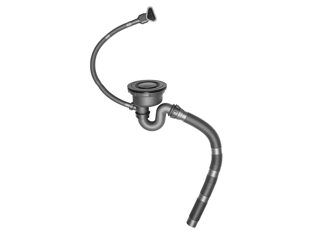 Set chiuveta bucatarie Higold 952357 750 x 480 mm cu accesorii si baterie bucatarie Higold Waterfall cu sistem de curgere tip cascada, cap extractibil, gunmetal