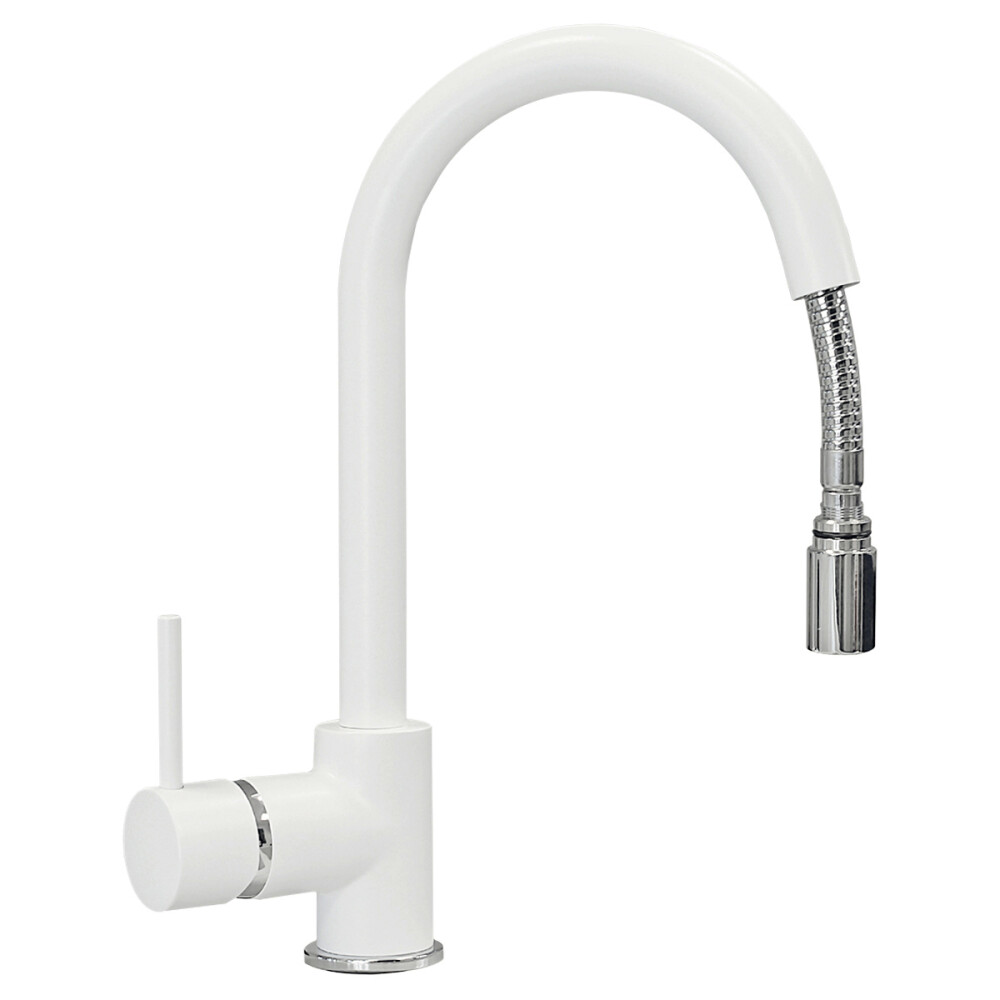 Baterie CookingAid Indiana cu furtun dus retractabil / cap extractibil si finisaj granit Alb / Polar White