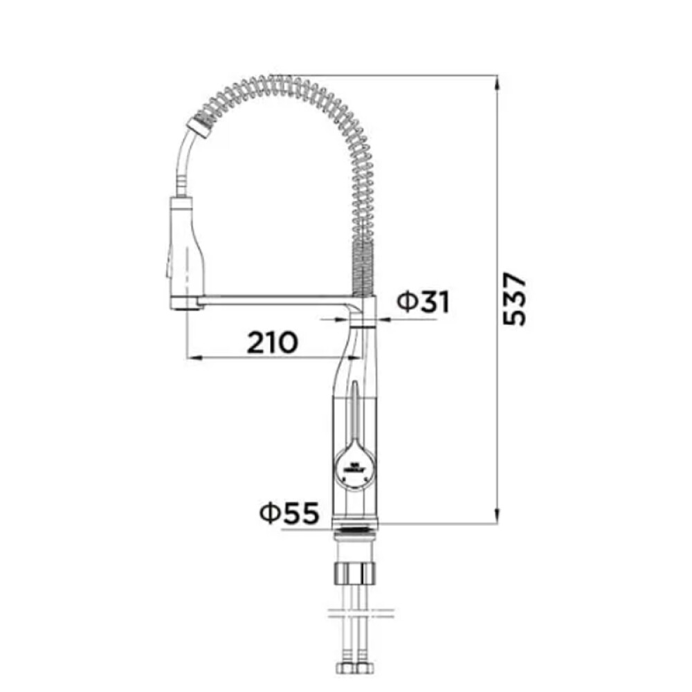 Baterie CookingAid NEO Spring White Chrome cu cap flexibil detasabil + buton interschimbabil jet/dus si finisaj Cromat/Alb