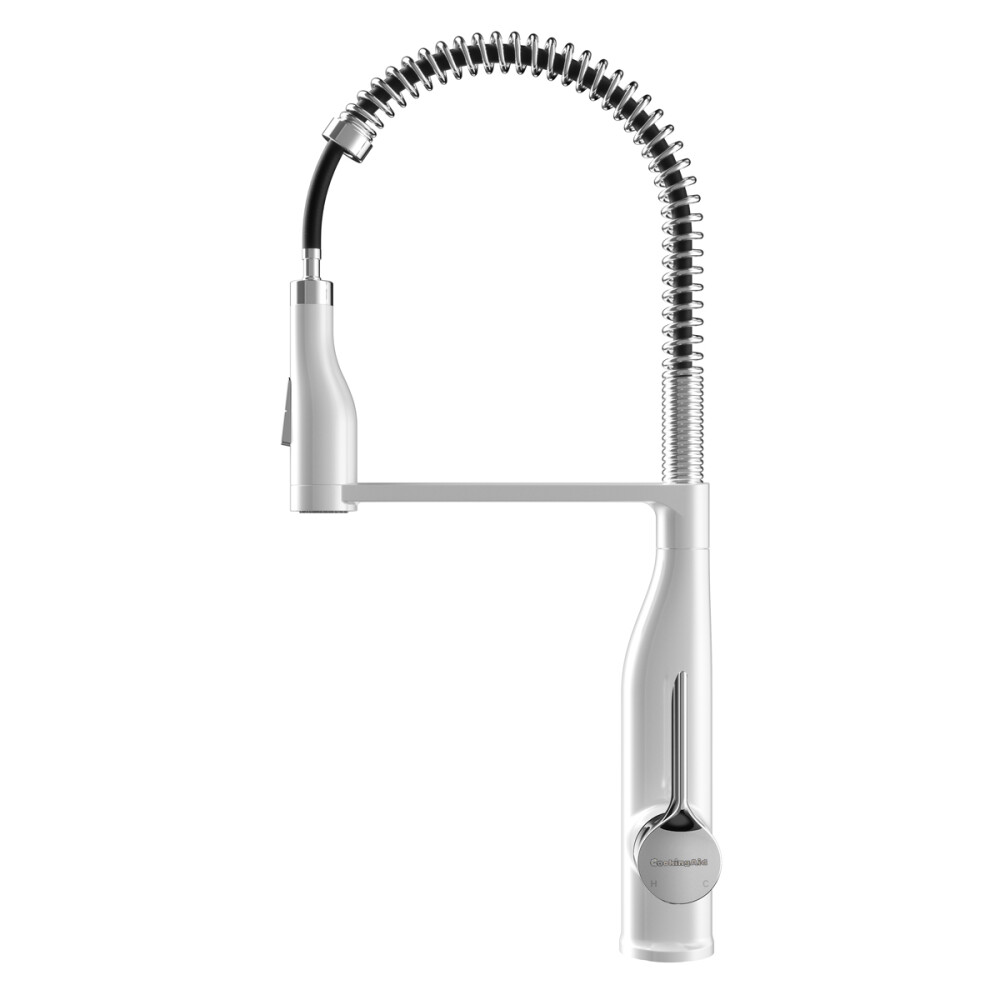Baterie CookingAid NEO Spring White Chrome cu cap flexibil detasabil + buton interschimbabil jet/dus si finisaj Cromat/Alb
