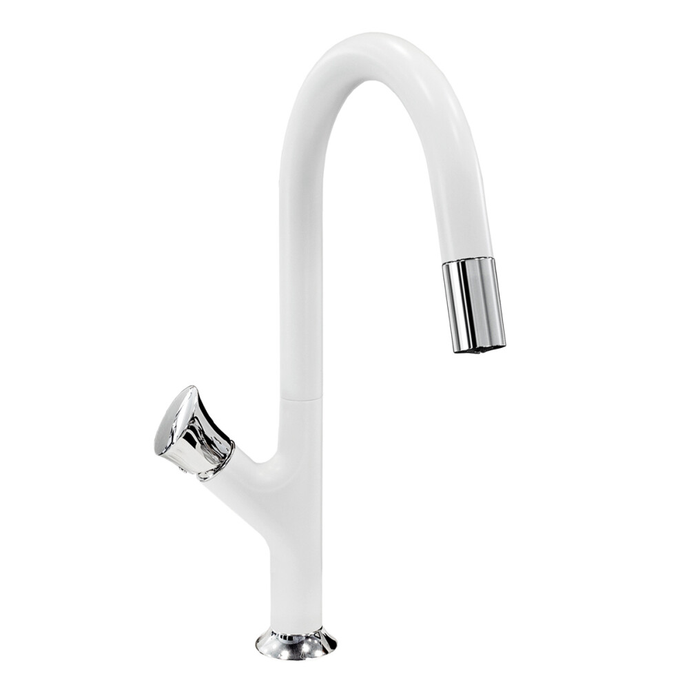 Baterie CookingAid PARMIX WHITE cu furtun dus retractabil / extractibil si finisaj Alb mat