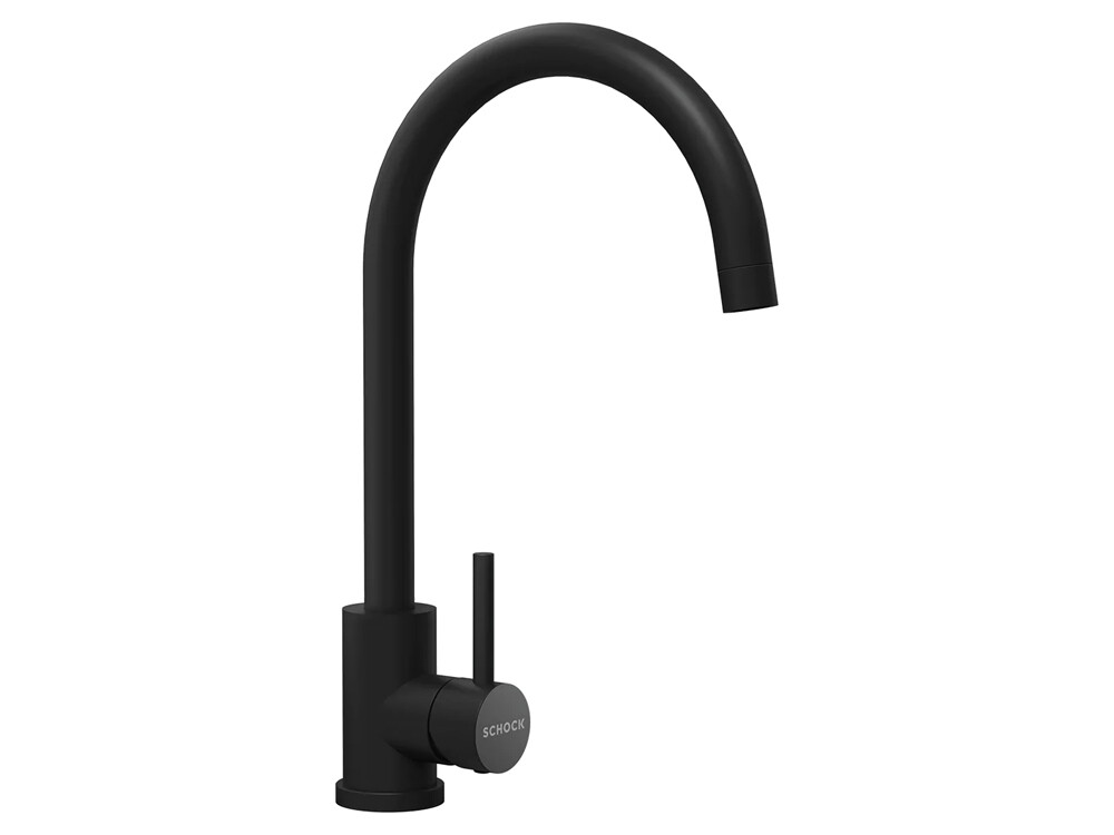 Set chiuveta bucatarie Schock Pinedo D-100XS 620 x 500 mm Cristalite Nero cu parti vizibile negru si baterie bucatarie Schock Prima negru