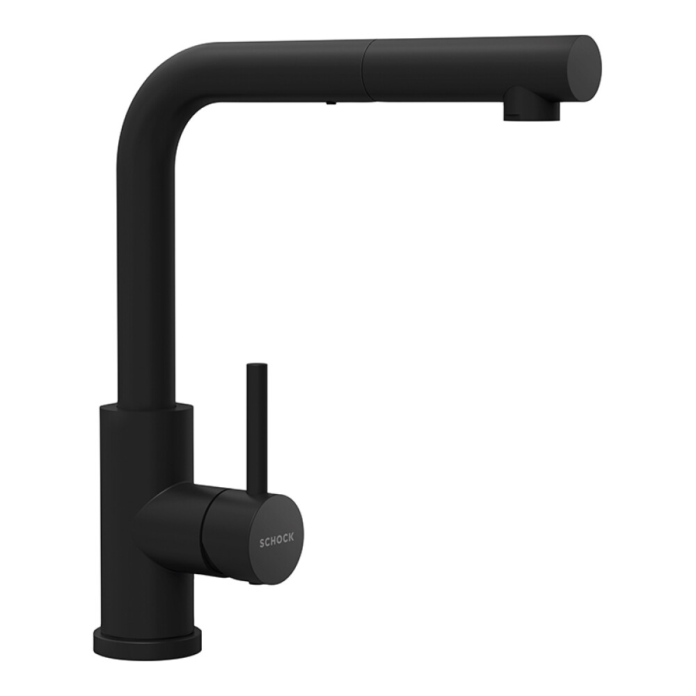 Set chiuveta bucatarie Schock Formhaus D-100S 780 x 500 mm Cristalite Nero cu parti vizibile negru si baterie bucatarie Schock Kantus cu cap extractibil, negru