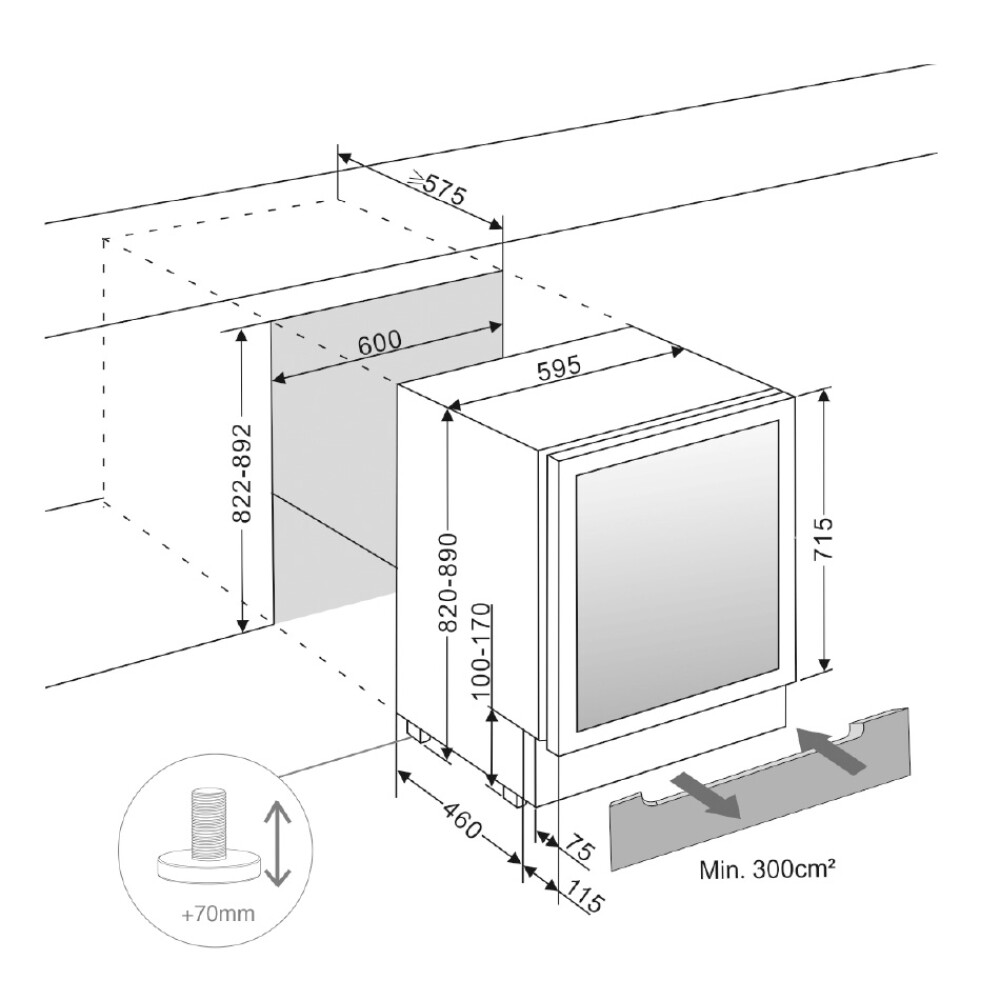 Vitrina de vin Pando PBE 89-66, 66 sticle, 128 l, G