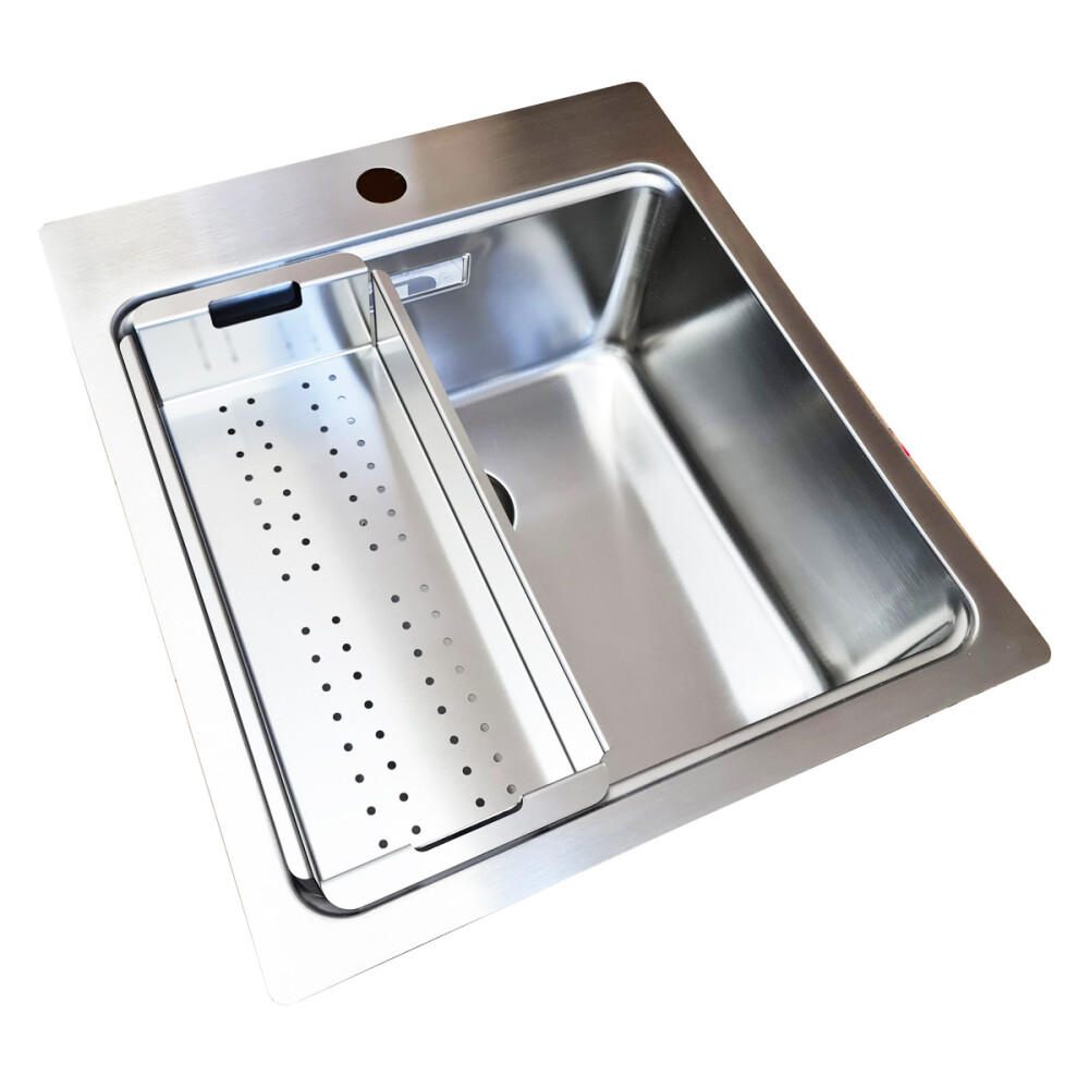 Chiuveta bucatarie inox CookingAid UNA 46 + Bonus: tocator Versus din ABS reversibil in scurgator vase + accesorii montaj