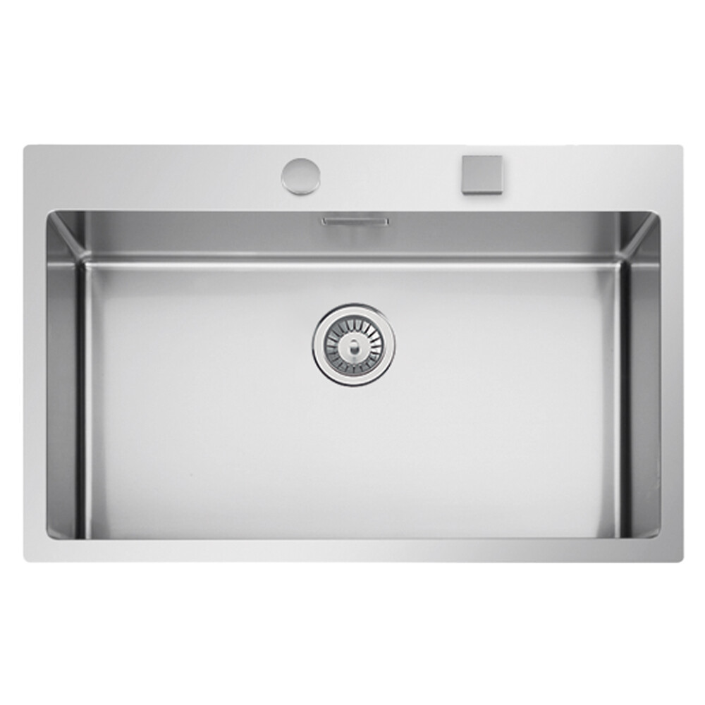 Chiuveta bucatarie inox CookingAid BOX LUX 76 cu ventil automat scurgere + accesorii montaj