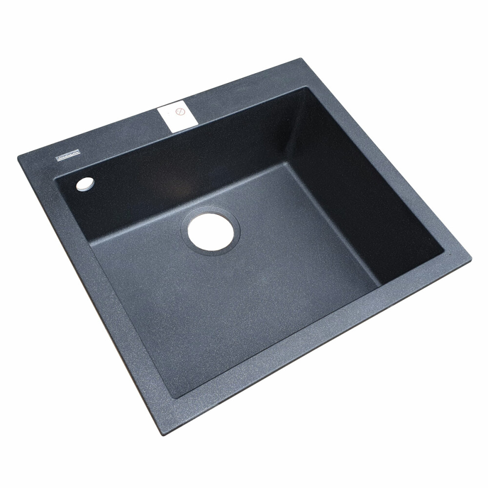Chiuveta bucatarie granit CookingAid Cube ON5610 Neagra / Black Metal quartz + accesorii montaj