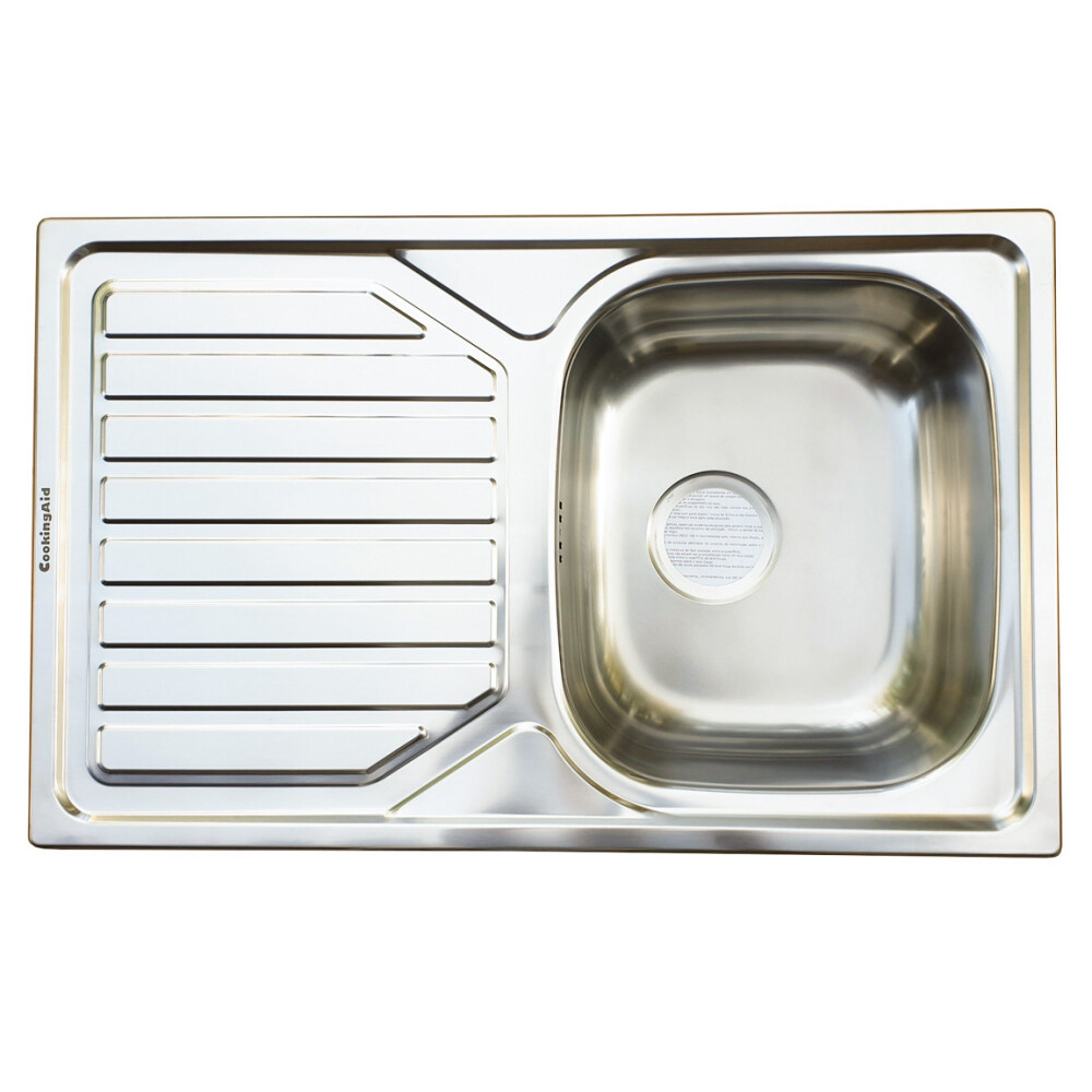 Chiuveta bucatarie inox CookingAid OKIO LINE 80 FLAT PL reversibila stanga/dreapta cu picurator + accesorii montaj