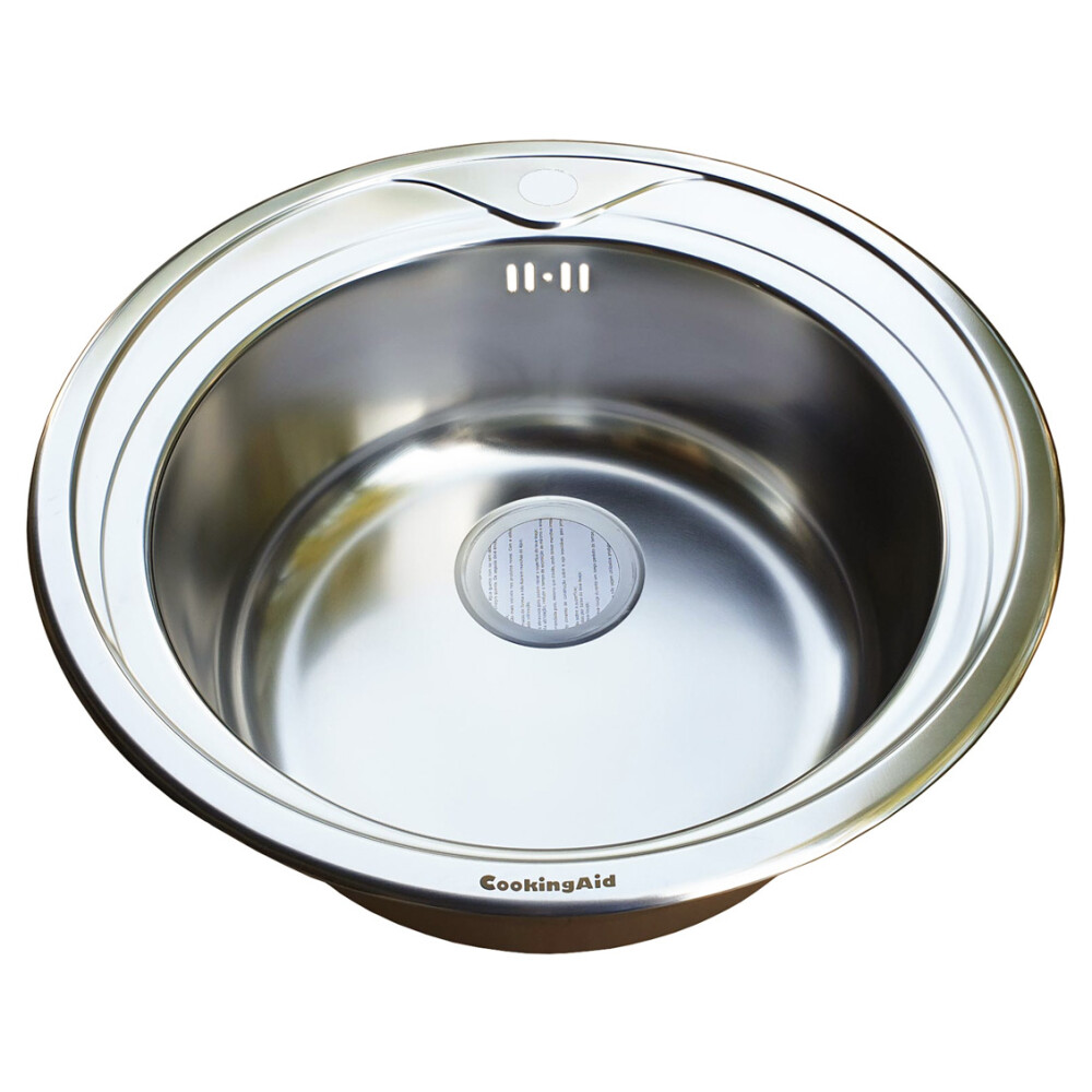 Chiuveta bucatarie inox CookingAid PIO REDONDO PL rotunda finisaj SATINAT + accesorii montaj