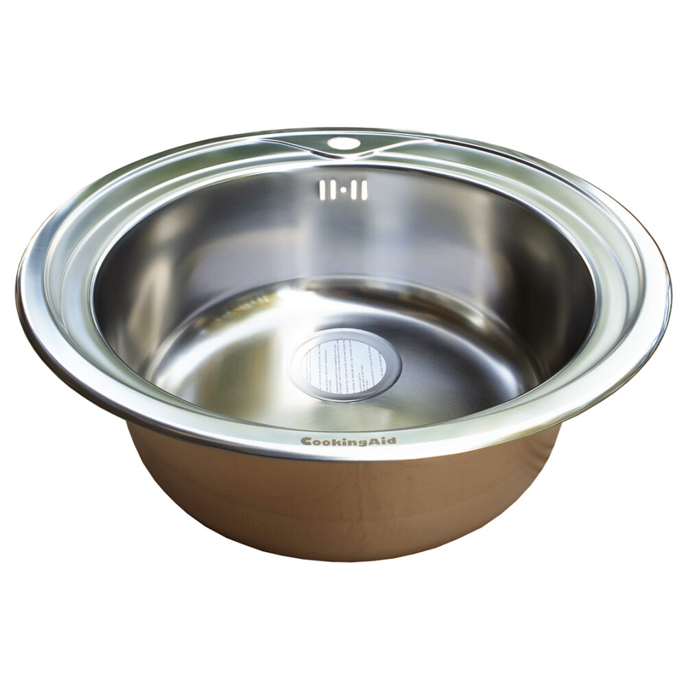 Chiuveta bucatarie inox CookingAid PIO REDONDO PL rotunda finisaj SATINAT + accesorii montaj