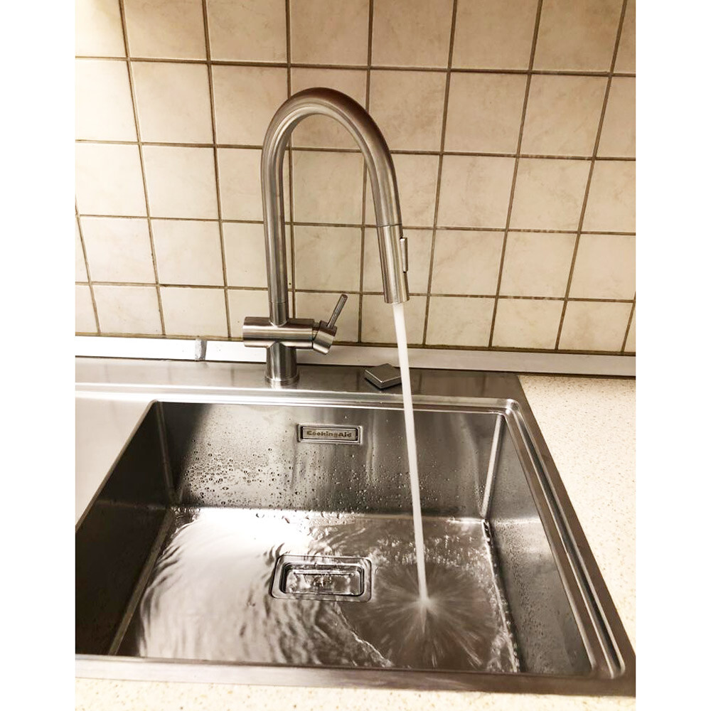 Chiuveta bucatarie inox CookingAid XERON 105 RIGHT cu ventil scurgere dreptunghiular automat si accesorii montaj