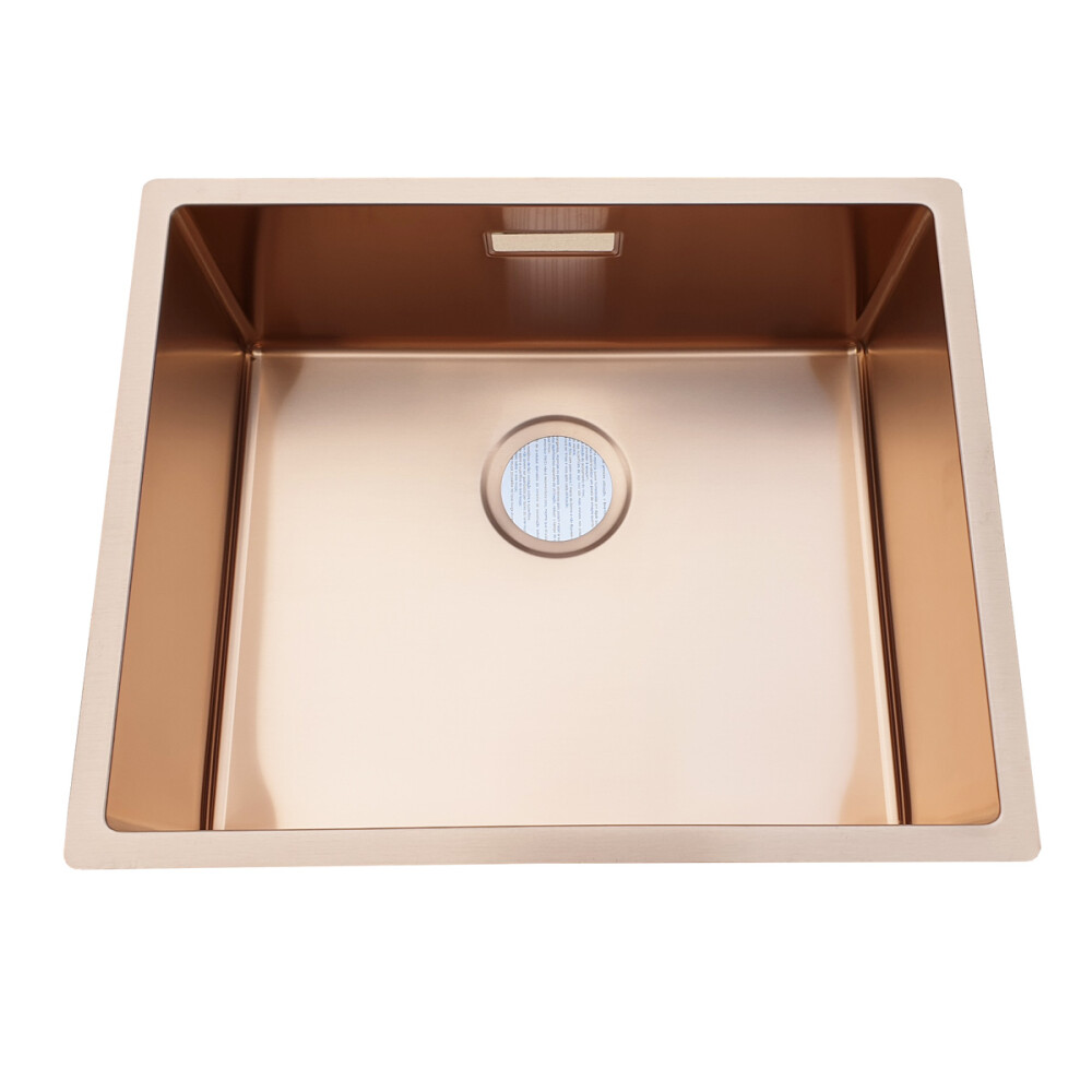 Chiuveta bucatarie inox CookingAid BOX LUX 50 COPPER cu strat PVD ceramic culoare cupru + accesorii montaj