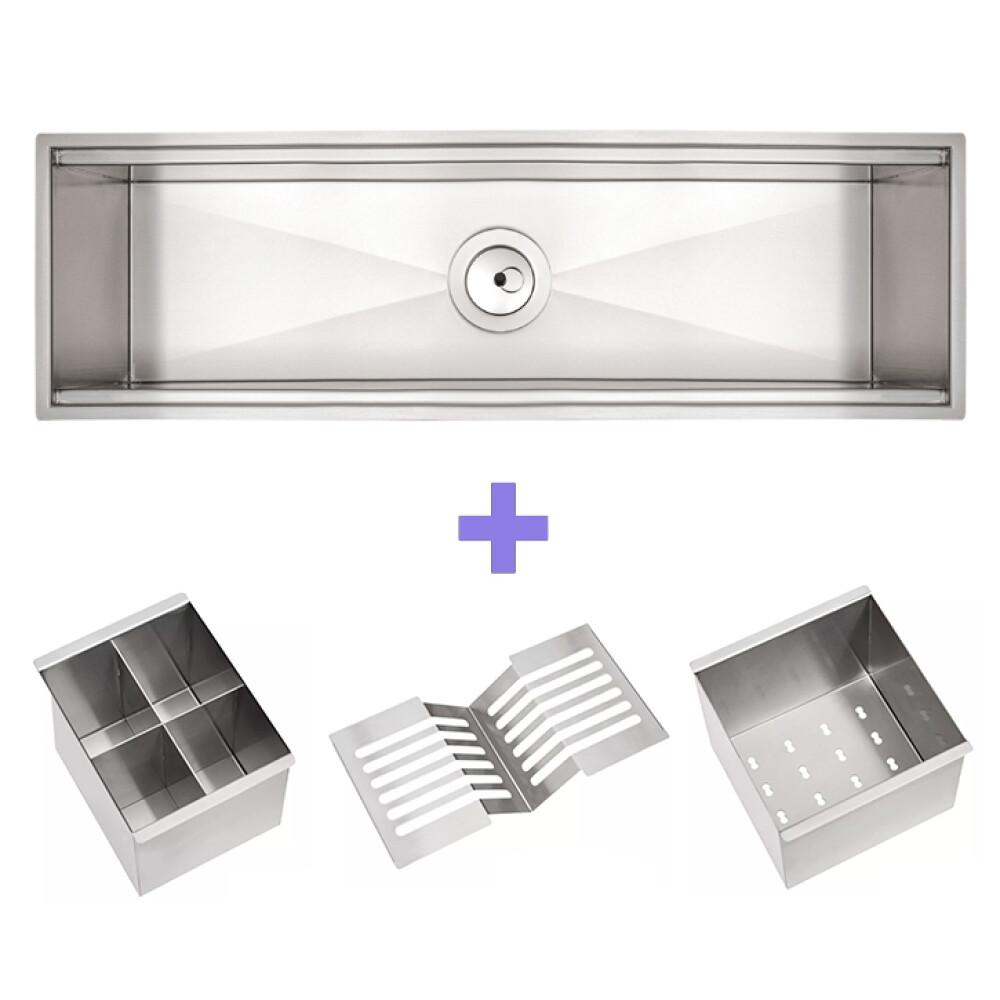 Chiuveta ingusta scurgere multifunctionala tip rigola / canal / jgheab drenare CookingAid Channel sink 63cm cu 3 accesorii incluse