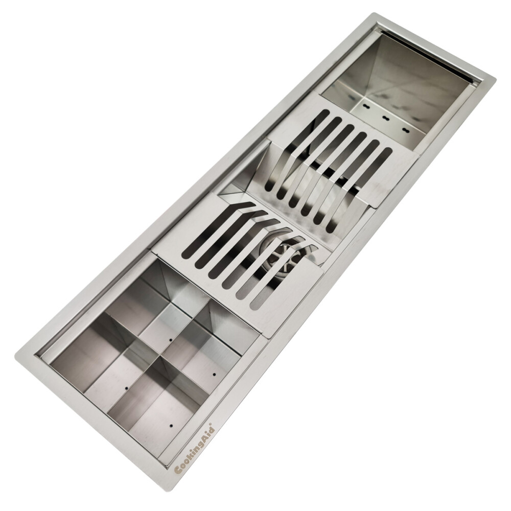 Chiuveta ingusta scurgere multifunctionala tip rigola / canal / jgheab drenare CookingAid Channel sink 63cm cu 3 accesorii incluse