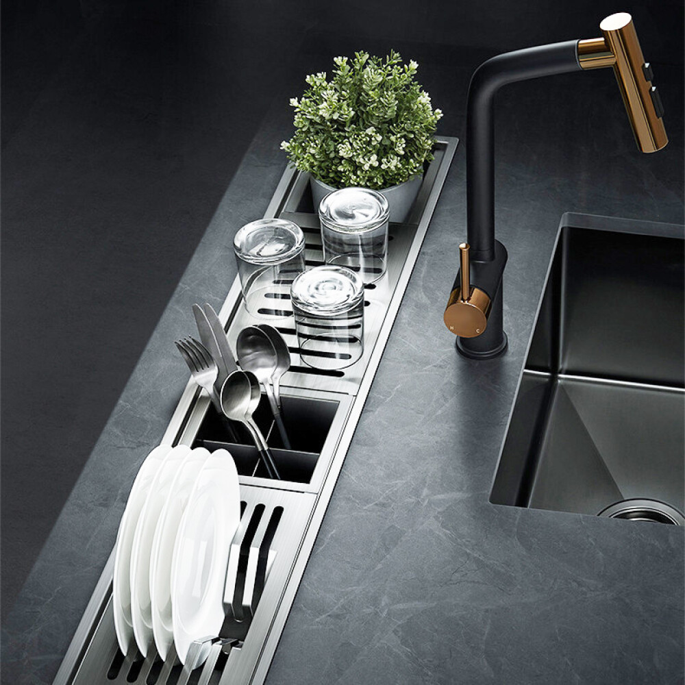 Chiuveta ingusta scurgere multifunctionala tip rigola / canal / jgheab drenare CookingAid Channel sink 93cm cu 4 accesorii incluse