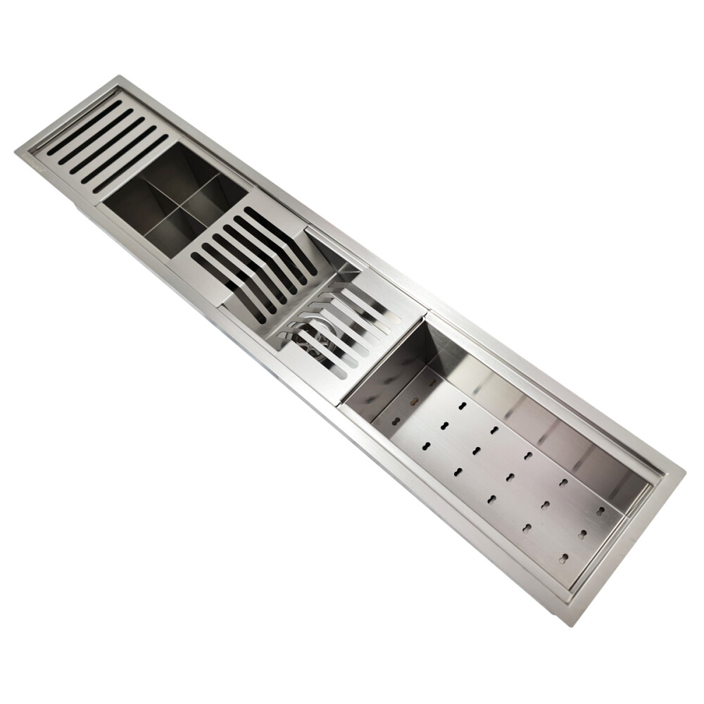 Chiuveta ingusta scurgere multifunctionala tip rigola / canal / jgheab drenare CookingAid Channel sink 93cm cu 4 accesorii incluse