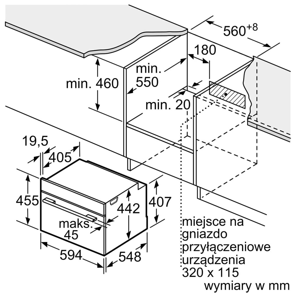 Cuptor compact multifuncțional cu opțiune de microunde, încorporabil CMG7361B1, 45 l