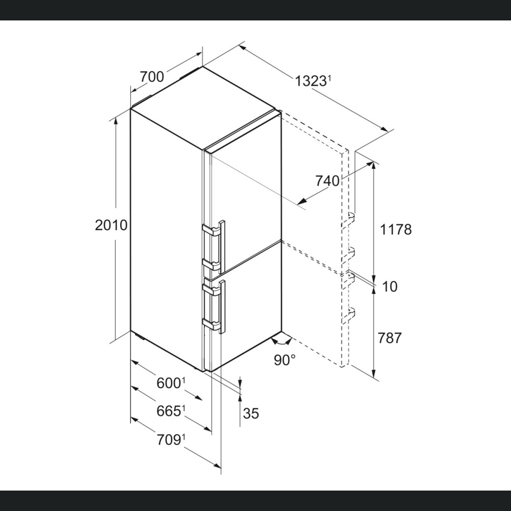 Combina frigorifica Liebherr CBNbe 5775, Premium BioFresh si NoFrost, 392 l, B