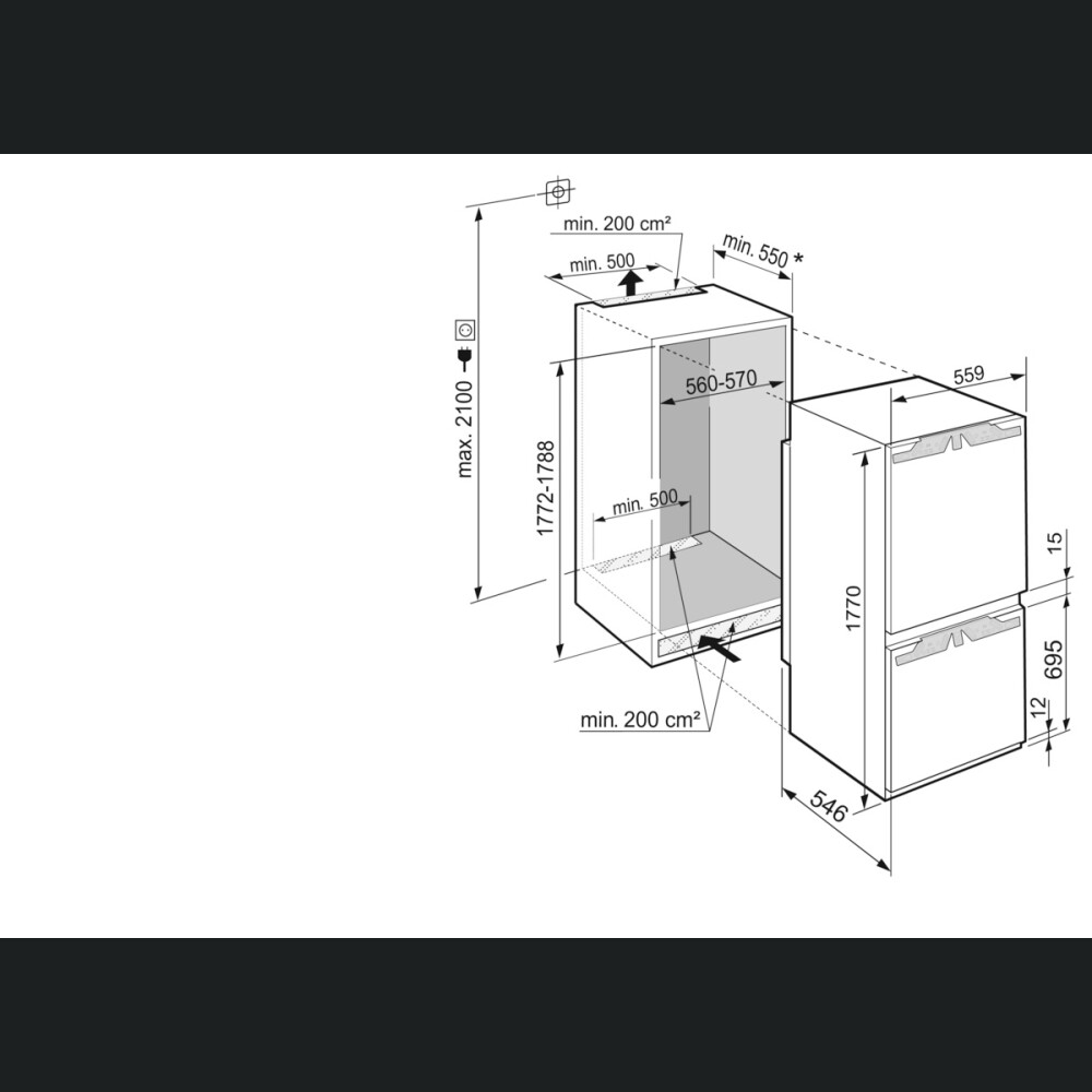 Combina frigorifica incorporabila Liebherr Premium ICBNd 5153, NoFrost, 245 l, D