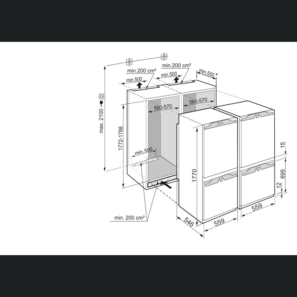 Side by side incorporabil Liebherr  IXCC 5155 Premium BioCool, 499 l, D