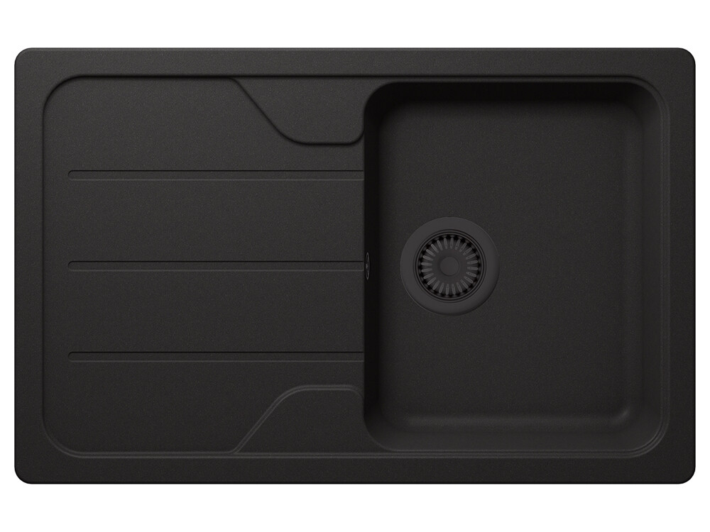 Set chiuveta bucatarie Schock Formhaus D-100S 780 x 500 mm Cristalite Nero cu parti vizibile negru si baterie bucatarie Schock Kantus cu cap extractibil, negru