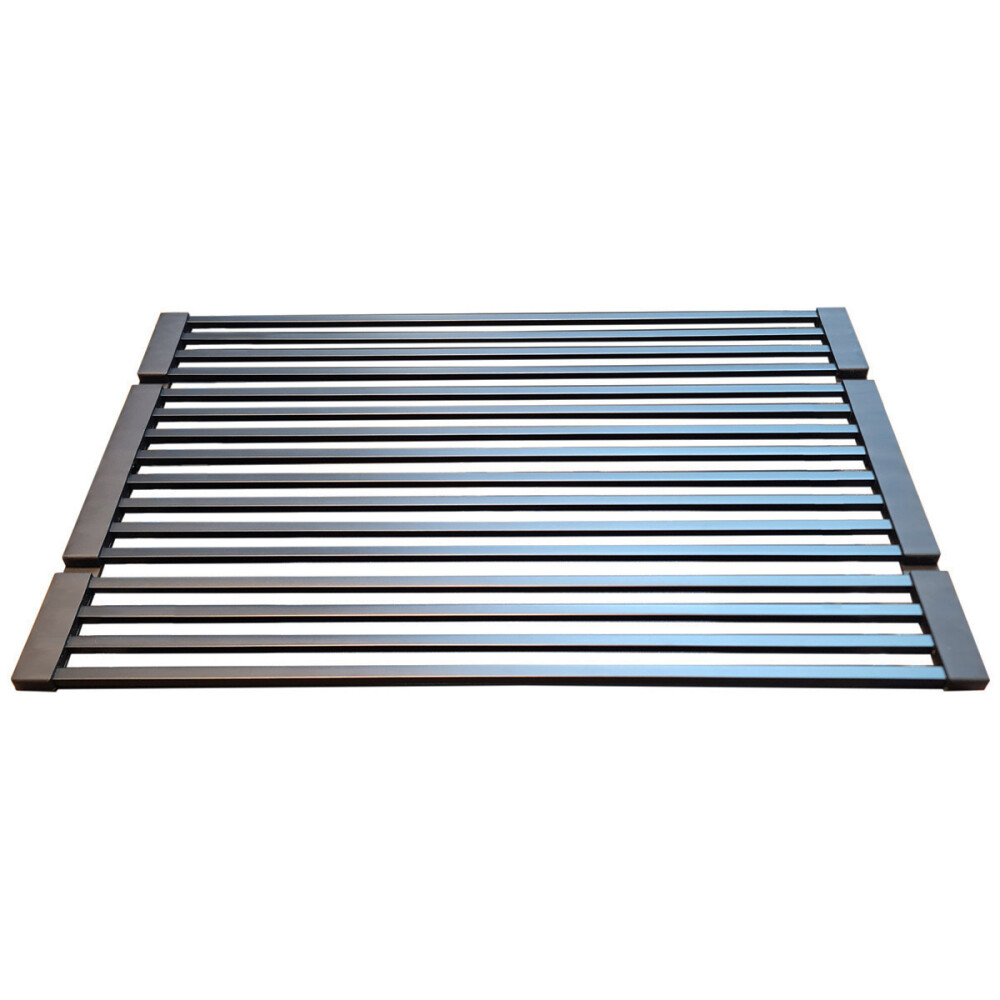Scurgator multifunctional / Gratar / Suport vase pliabil negru dens CookingAid Folding Mat Black pentru chiuvete
