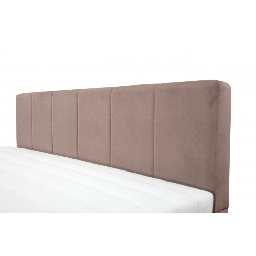 Pat Boxspring Alviano tapitat simplu, cu inaltime capat pat 90 cm, saltea inclusa, fara topper