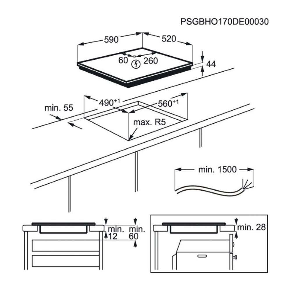Plita incorporabila Electrolux EIV63440BW, Inductie, 4 Arzatoare, Bridge, Control touch, 60 cm, Alb