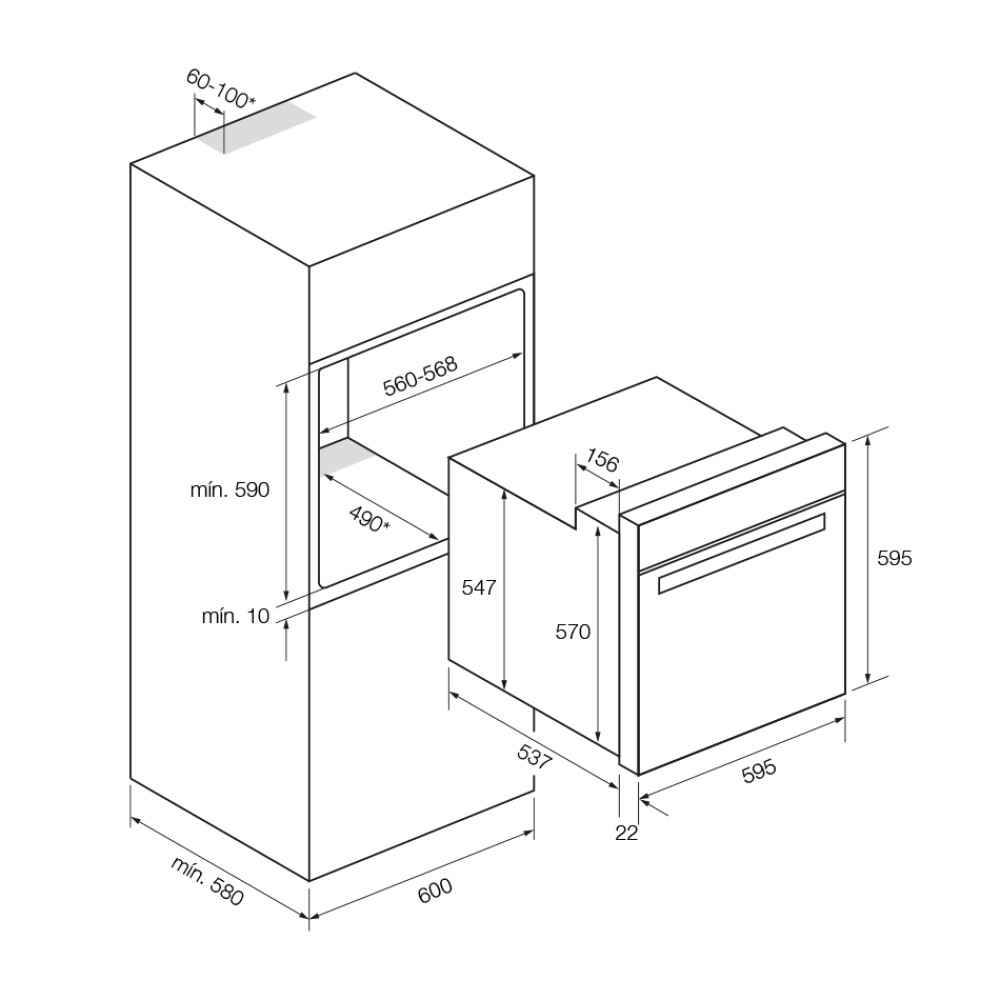 Cuptor electric incorporabil Pando PHT-963 TFT, A+, 70l 